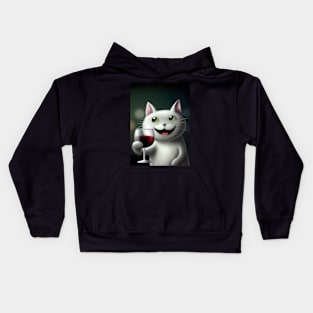 Cat with Wine Kids Hoodie